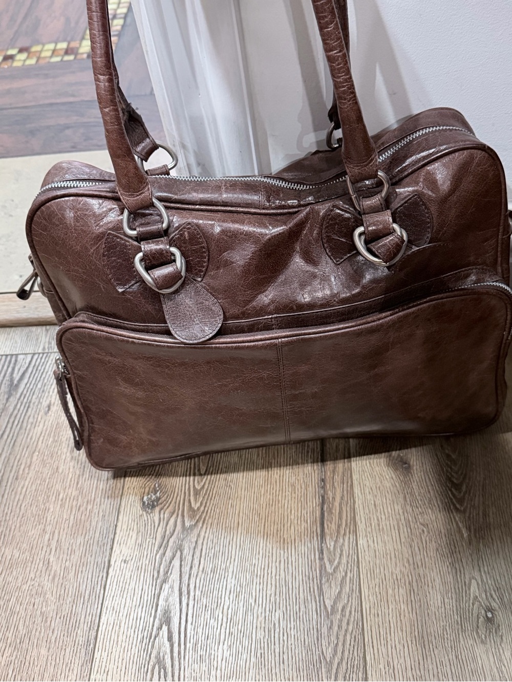 latico Brown Leather Briefcase Tote